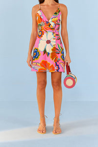 Robe courte Jardin Complet en lin - Rose