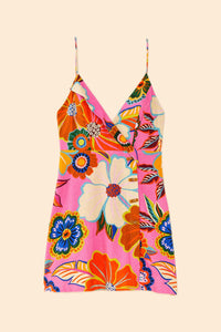 Robe courte Jardin Complet en lin - Rose