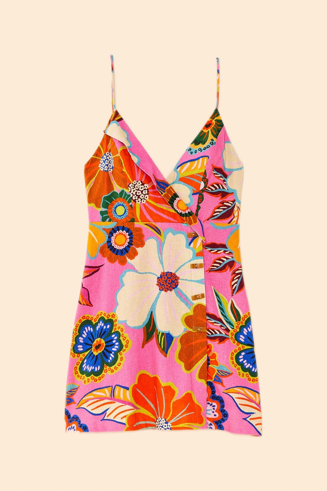 Robe courte Jardin Complet en lin - Rose