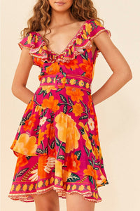 Robe courte Flowers Tapestry - Rose