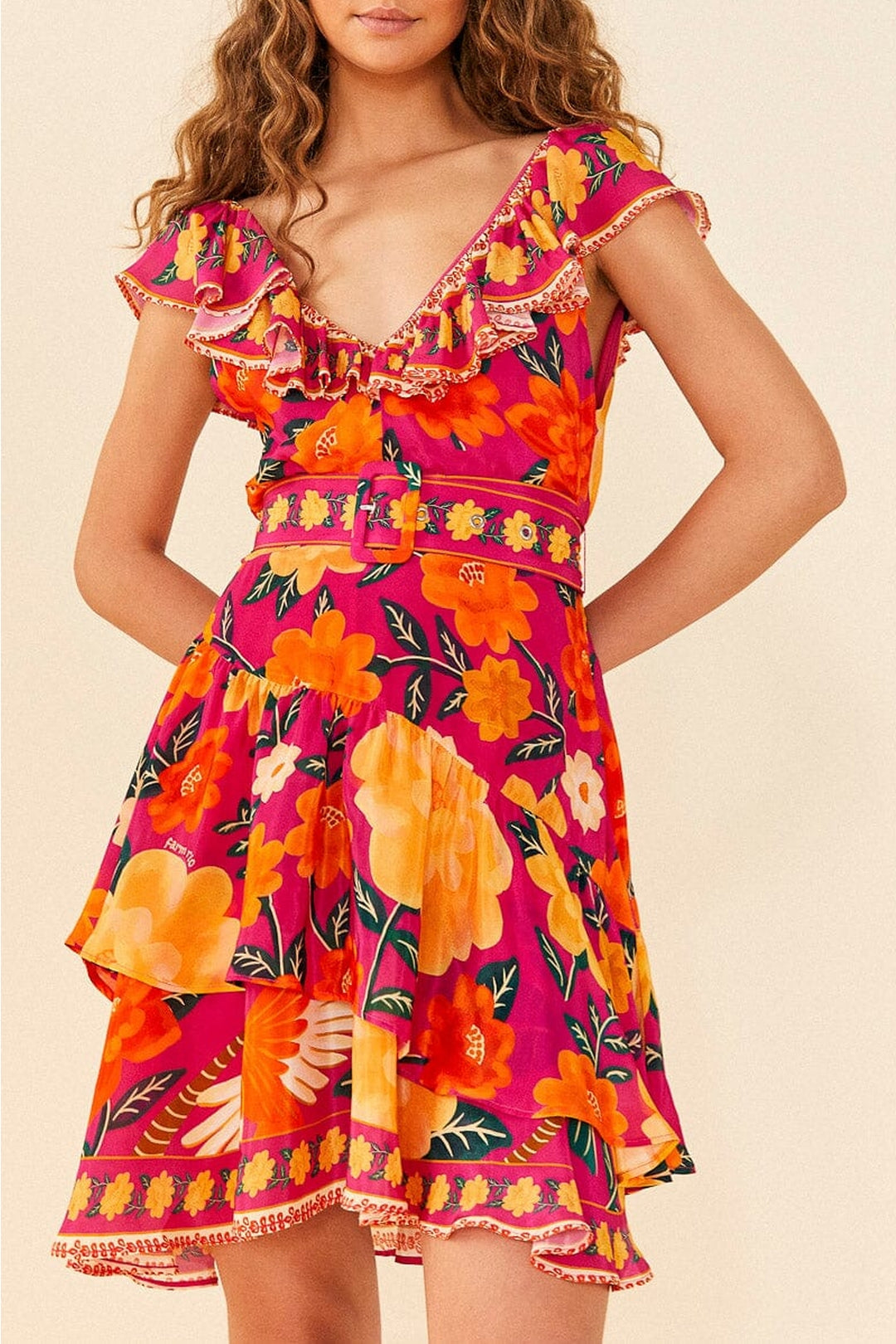 Robe courte Flowers Tapestry - Rose