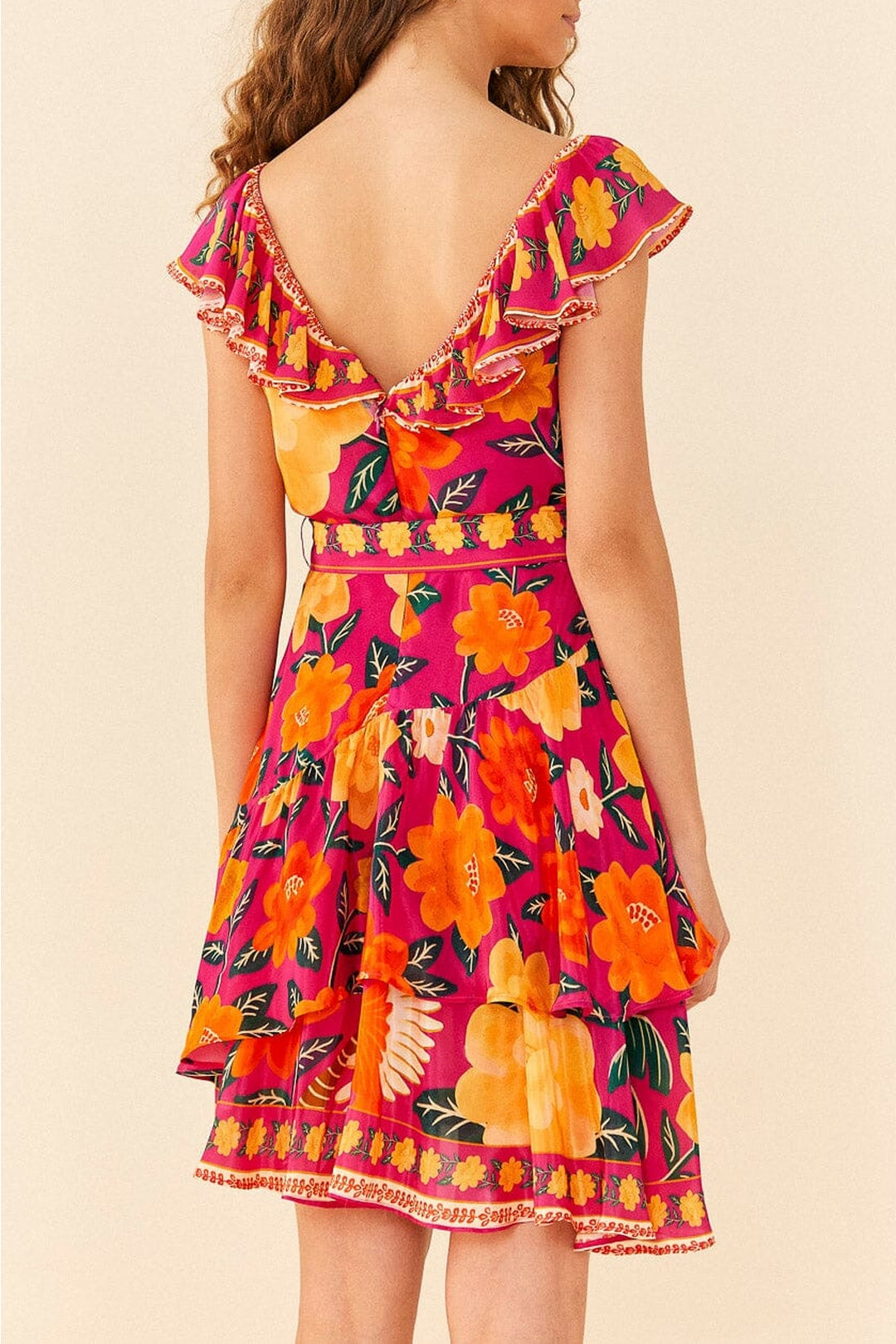Robe courte Flowers Tapestry - Rose