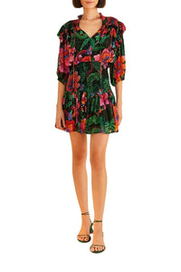 Robe courte Blooming Garden Black - Vert