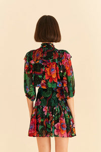 Robe courte Blooming Garden Black - Vert