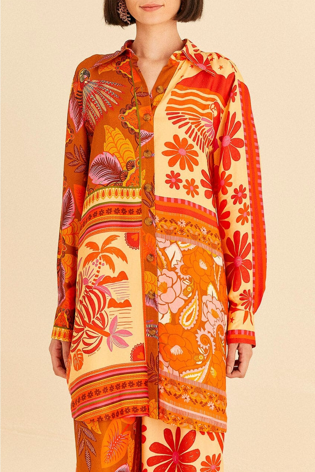 Chemise longue Forest Mixed Scarves - Orange