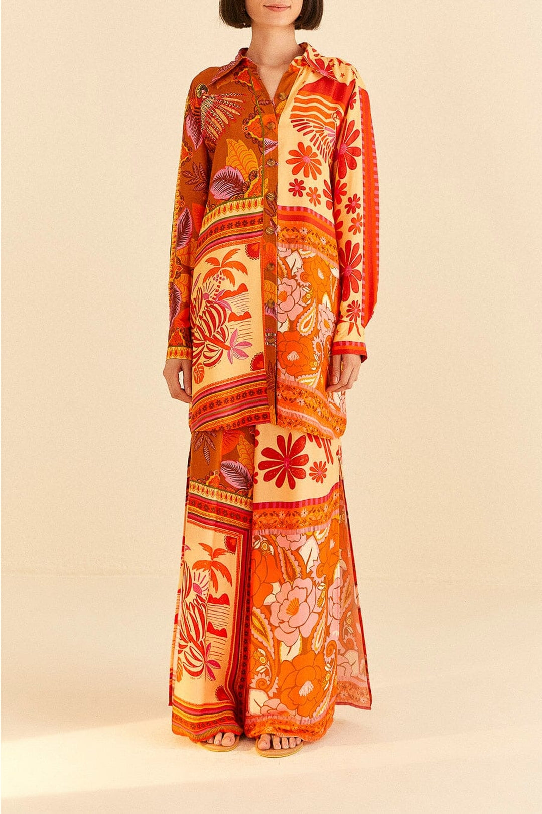 Chemise longue Forest Mixed Scarves - Orange