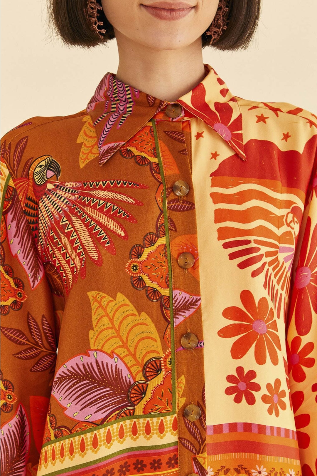 Chemise longue Forest Mixed Scarves - Orange