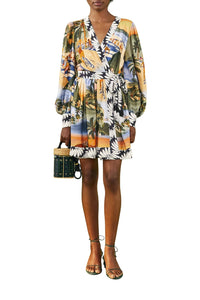 Robe courte Carioca à manches bouffantes - Multicolore