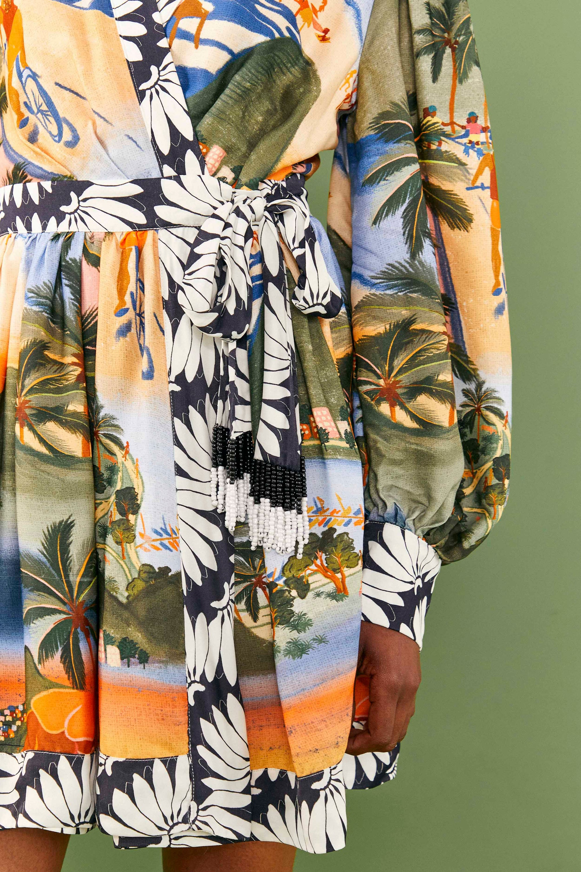 Robe courte Carioca à manches bouffantes - Multicolore