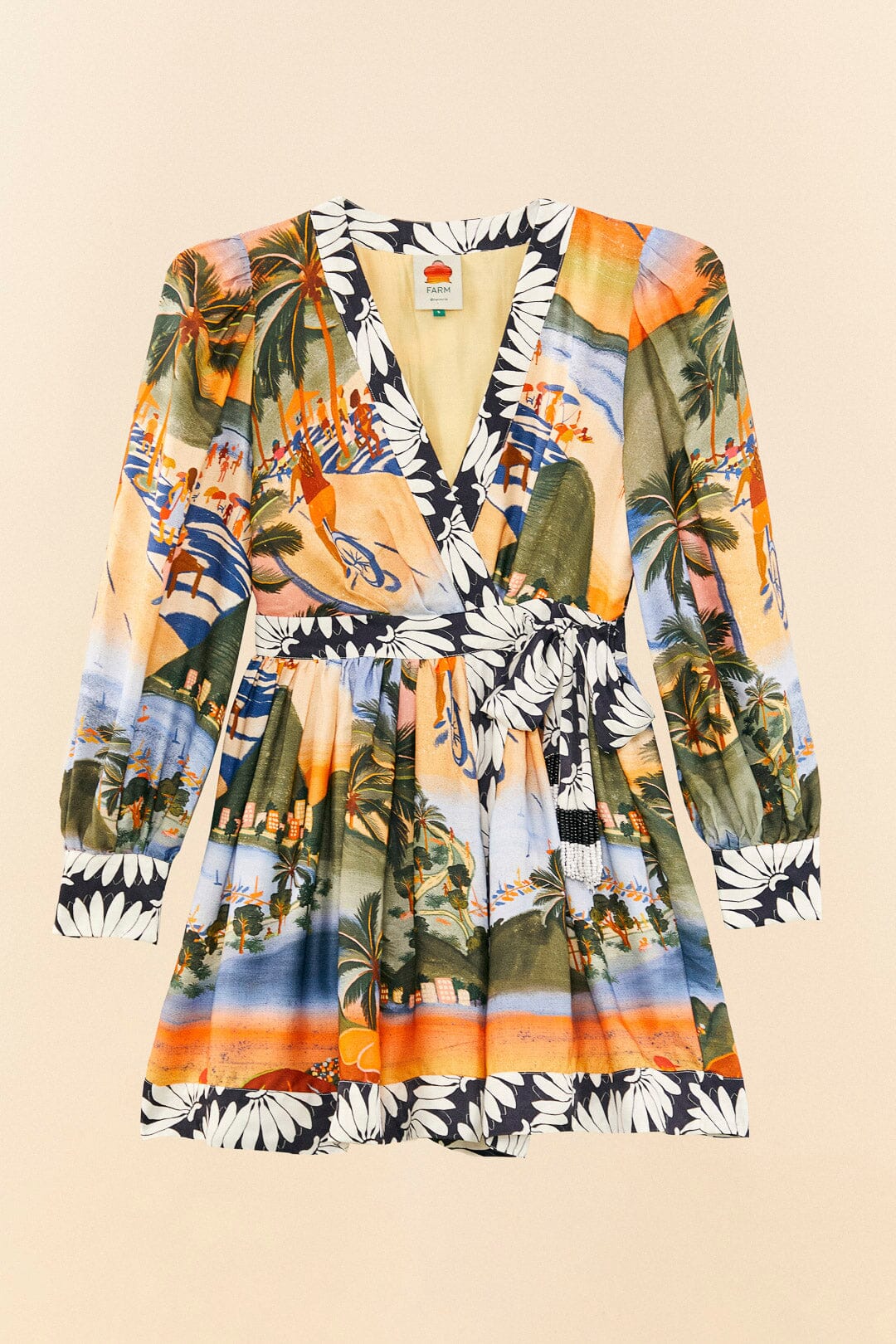 Robe courte Carioca à manches bouffantes - Multicolore