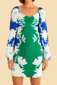 Robe courte Soft Garden en lin - Vert