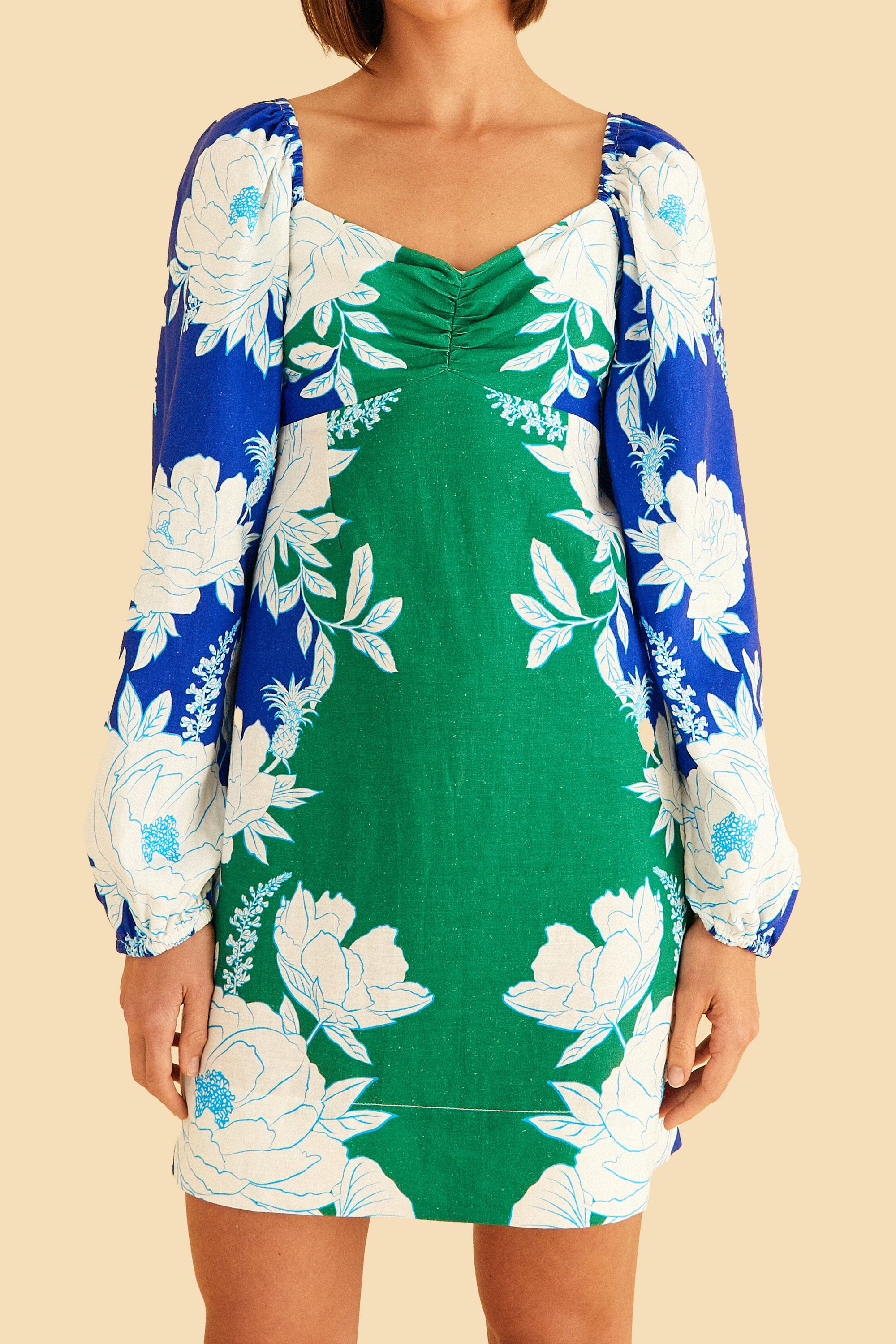 Robe courte Soft Garden en lin - Vert