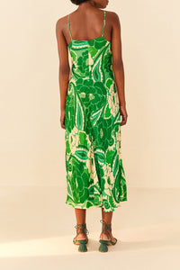 Robe midi Tropical Groove - Vert