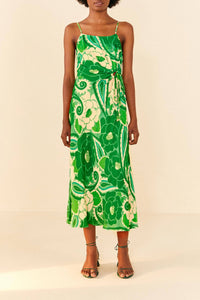 Robe midi Tropical Groove - Vert