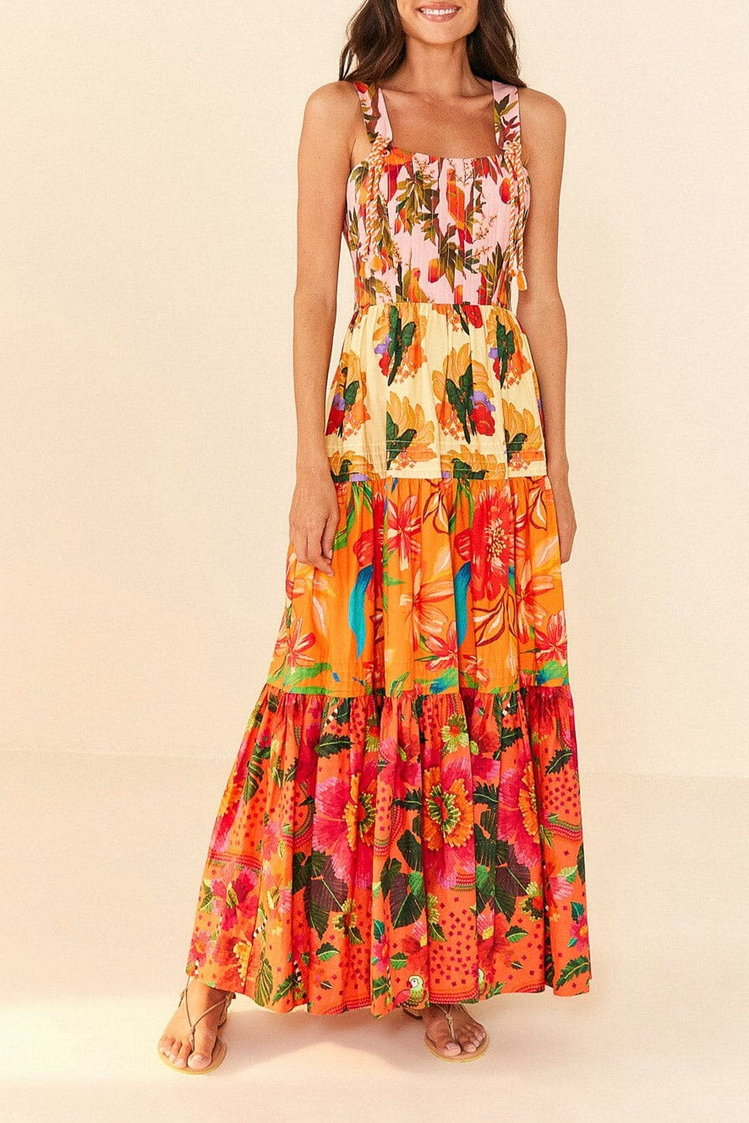 Robe longue Warm Prints en coton - Orange