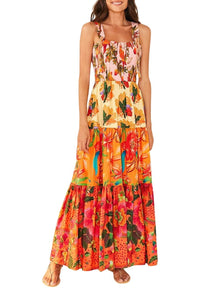 Robe longue Warm Prints en coton - Orange