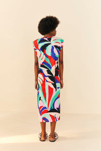 Robe midi Colorful Monstera façon t-shirt en coton - Rose