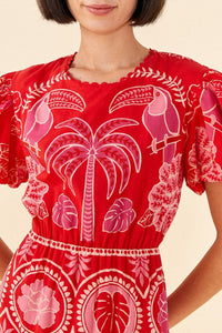 Robe longue Summer Sunrise en coton - Rouge