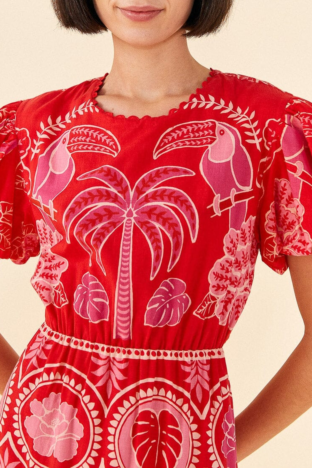 Robe longue Summer Sunrise en coton - Rouge