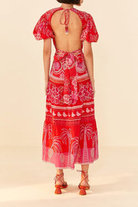 Robe longue Summer Sunrise en coton - Rouge