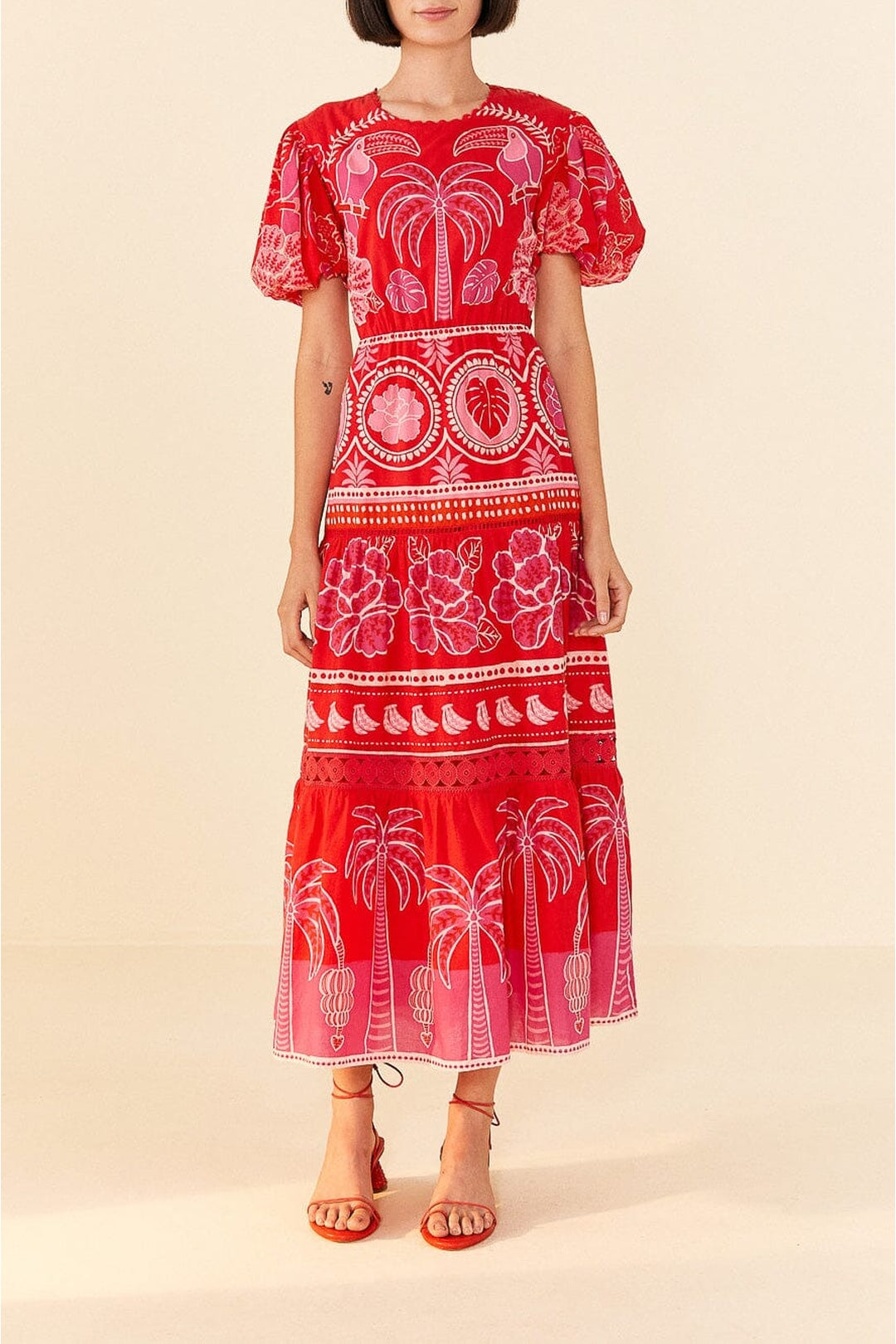 Robe longue Summer Sunrise en coton - Rouge
