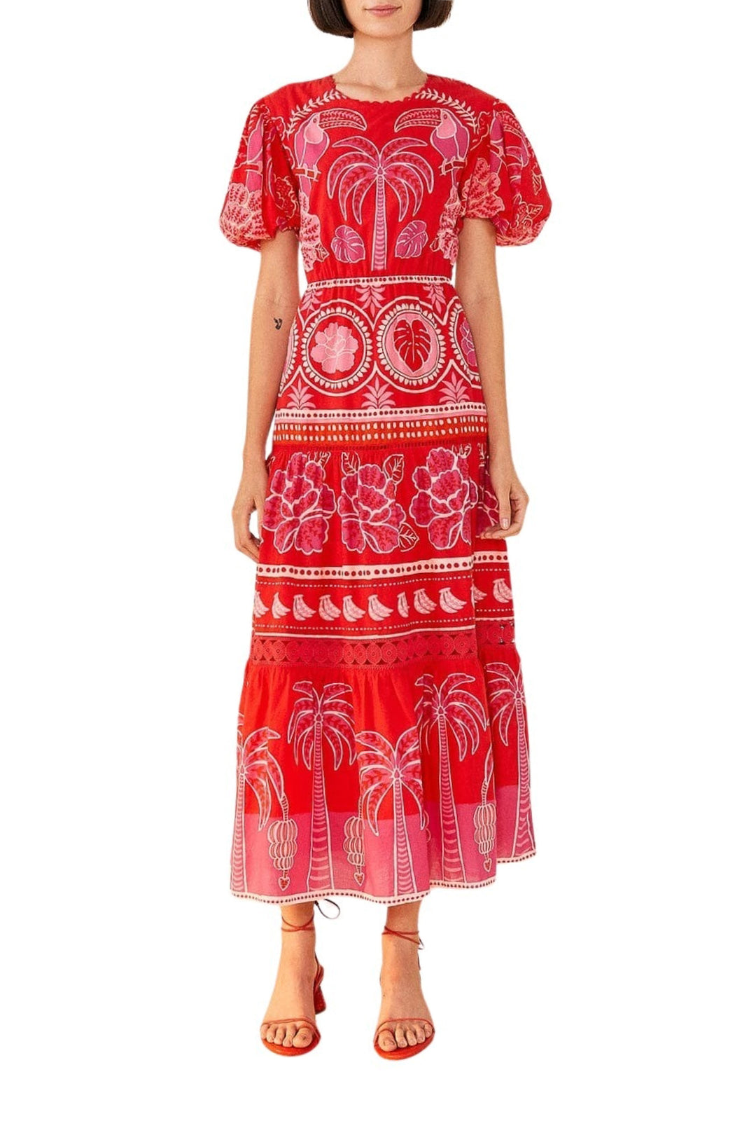 Robe longue Summer Sunrise en coton - Rouge