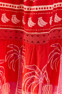 Robe longue Summer Sunrise en coton - Rouge