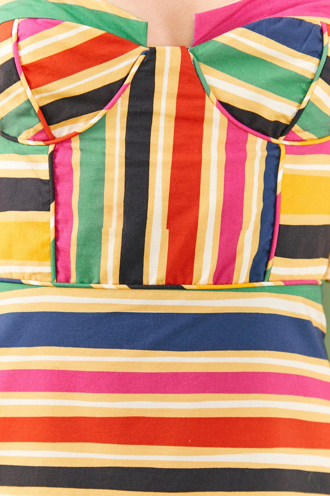 Robe midi Rainbow Stripes en coton - Multicolore