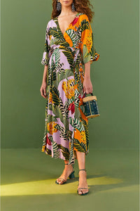 Robe longue portefeuille Bananas - Multicolore