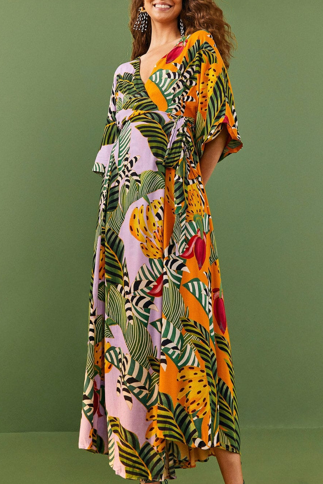 Robe longue portefeuille Bananas - Multicolore