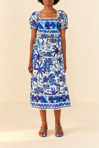 Robe midi Rio Sweet en coton - Bleu