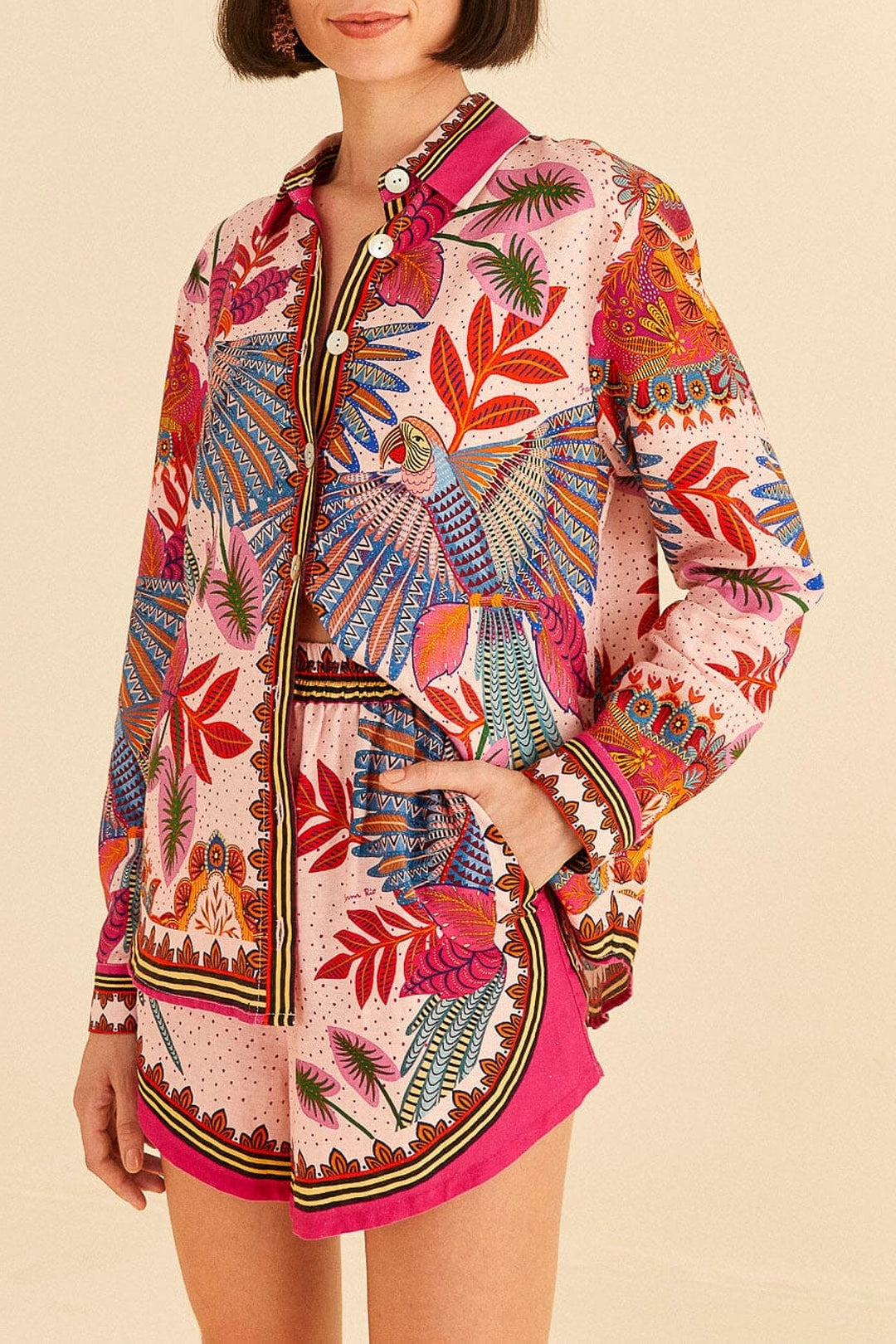 Short Macaw Scarf en lin - Rose