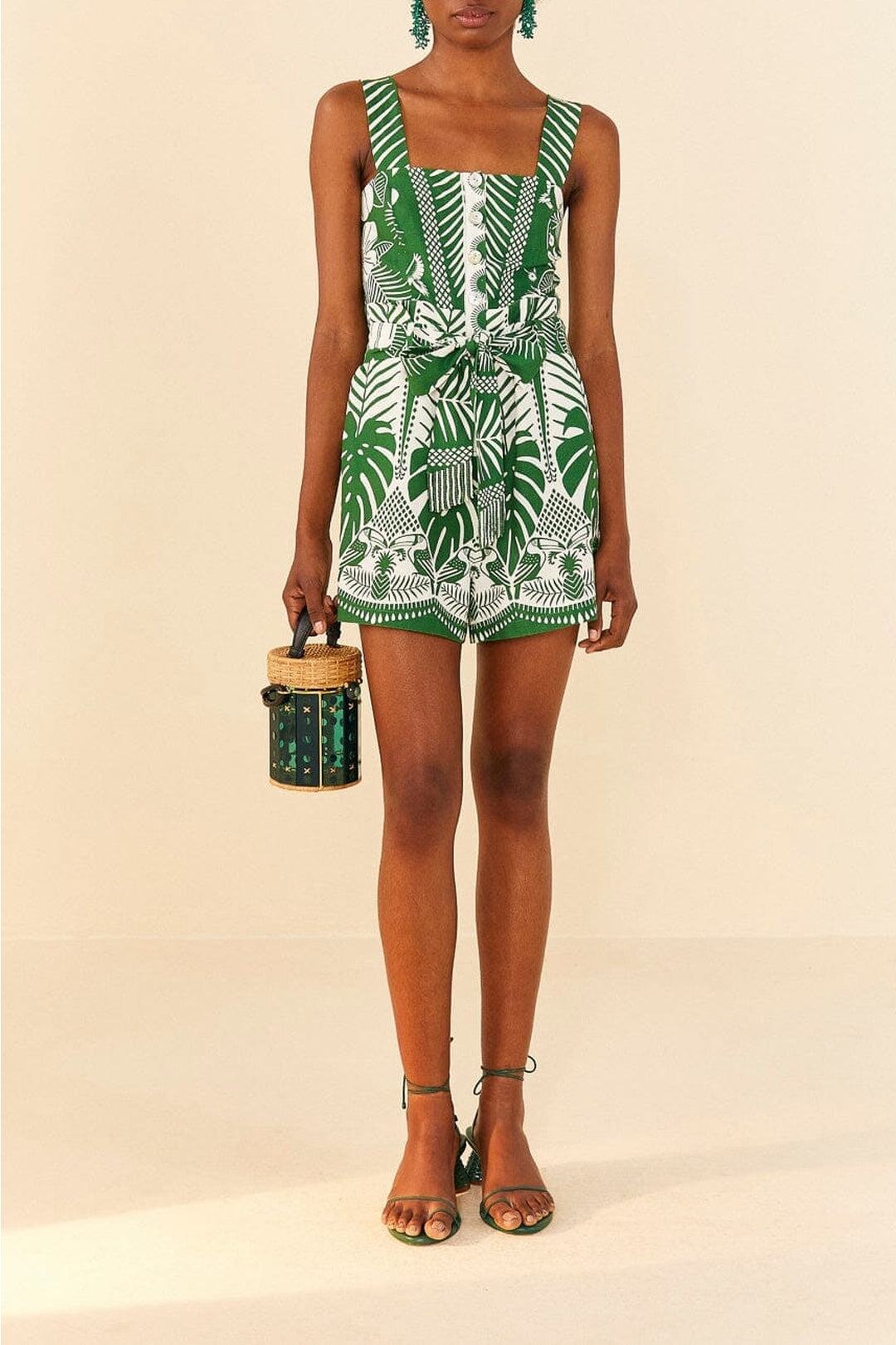 Combi-short Elegance Macaw en lin - Vert