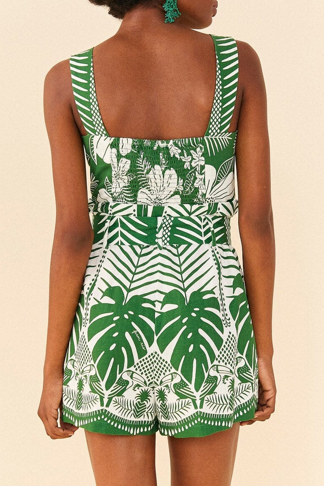 Combi-short Elegance Macaw en lin - Vert