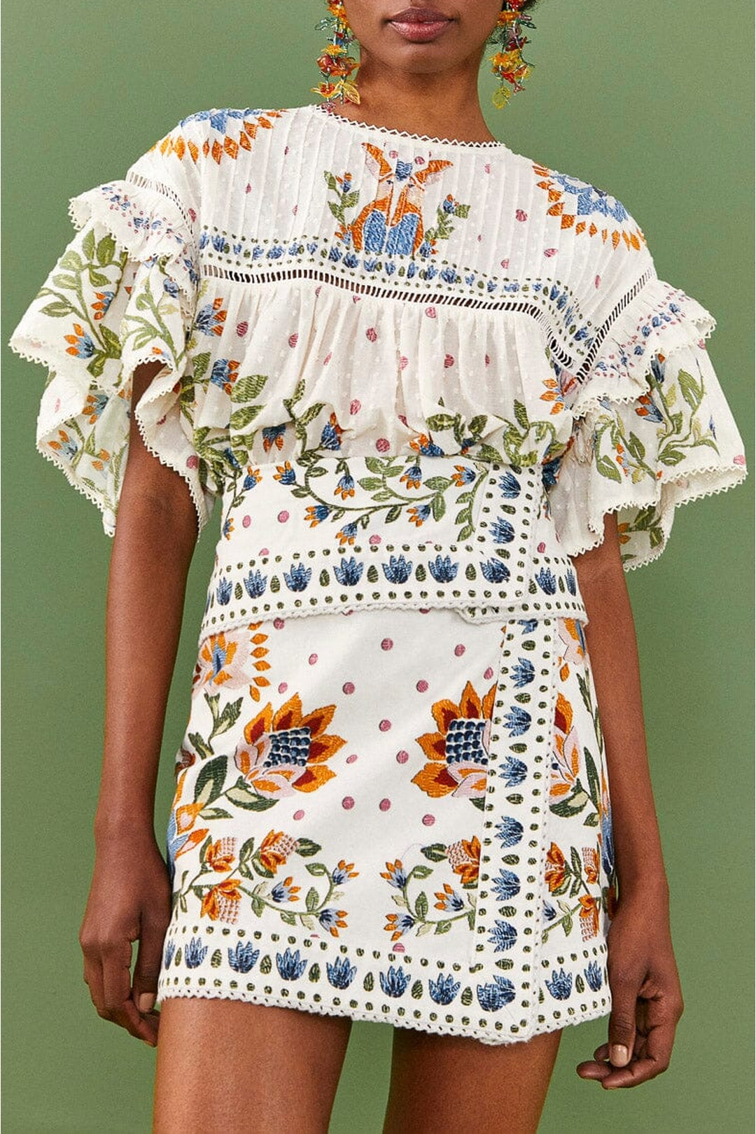 Jupe Summer Garden en coton - Blanc