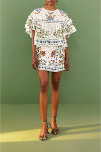 Jupe Summer Garden en coton - Blanc