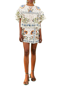 Jupe Summer Garden en coton - Blanc