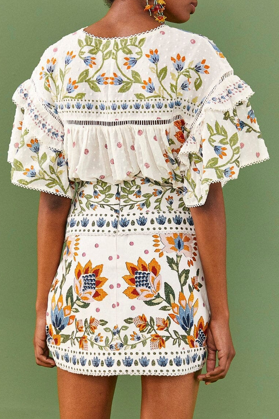 Jupe Summer Garden en coton - Blanc