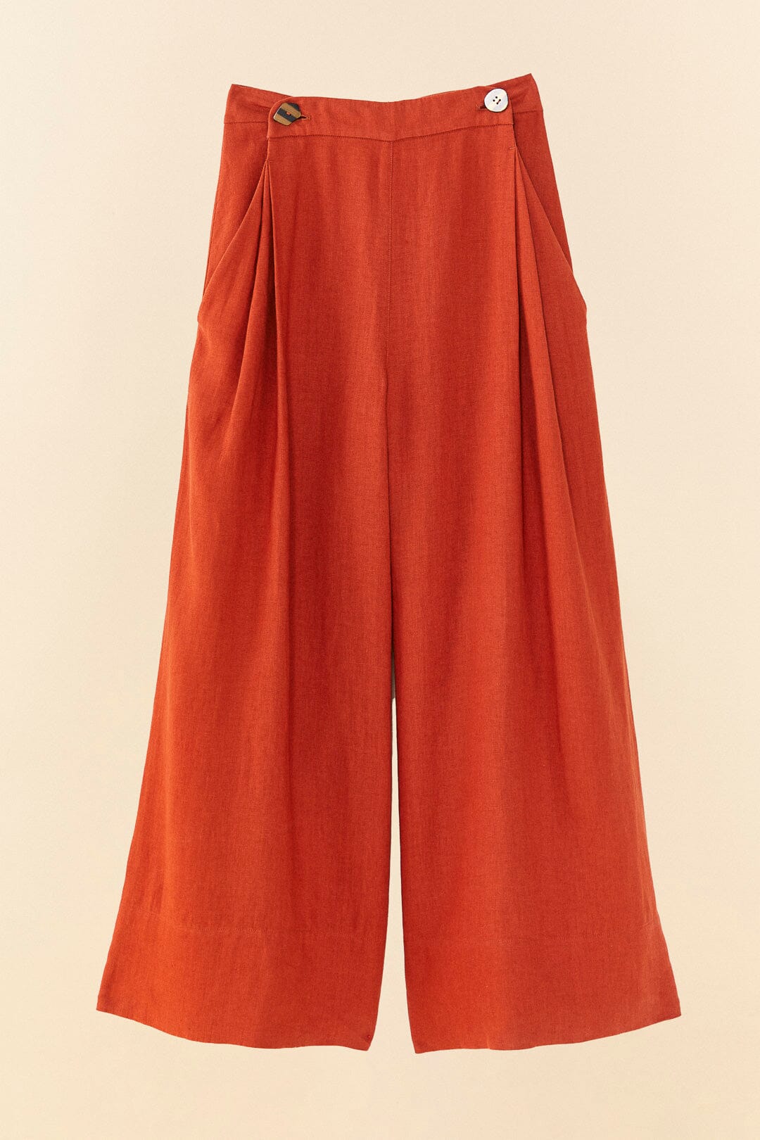 Pantalon large en lin - Rouge