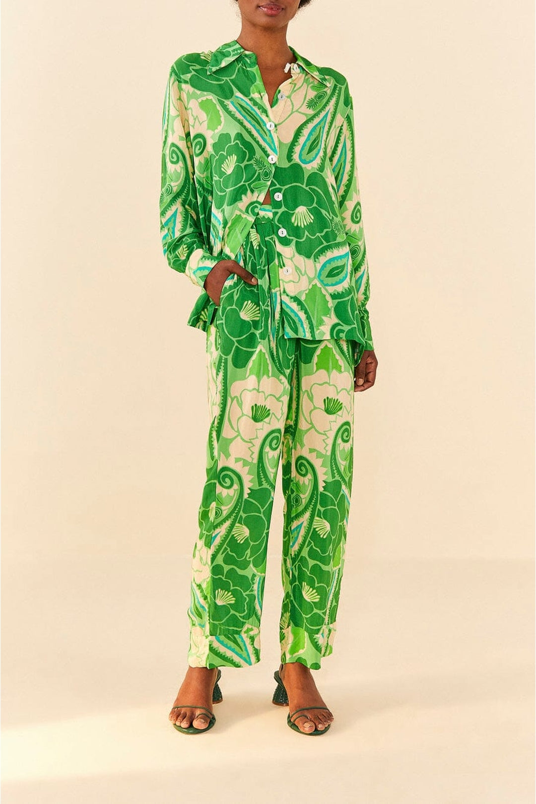 Chemise Tropicale à rayures - Vert