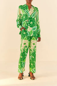 Pantalon Tropical à rayures - Vert
