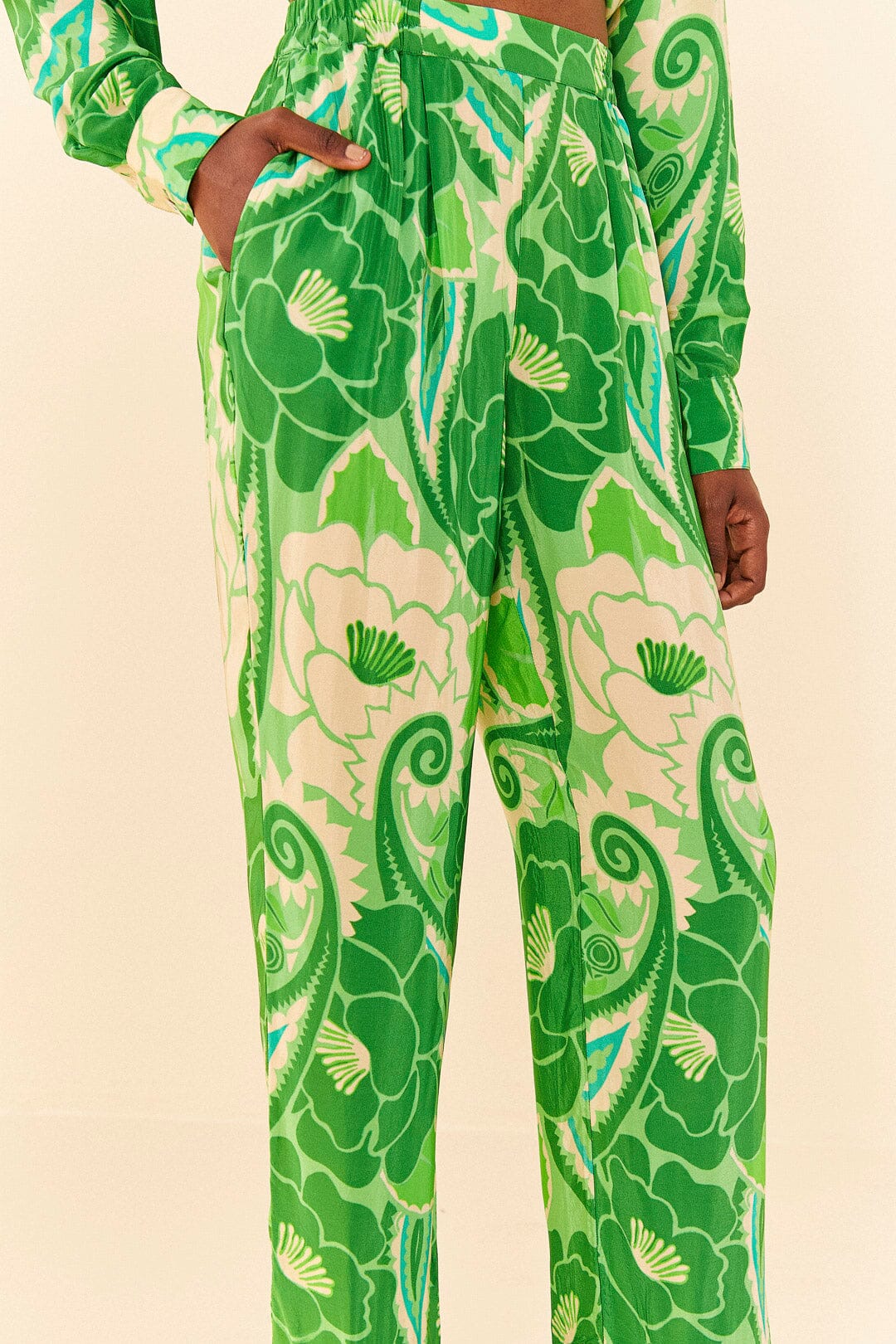 Pantalon Tropical à rayures - Vert