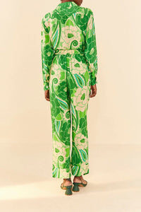 Pantalon Tropical à rayures - Vert