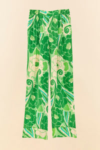 Pantalon Tropical à rayures - Vert