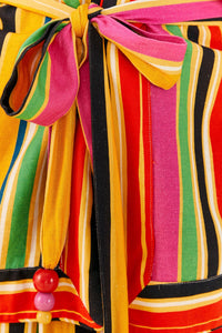 Kimono à rayures Arc-en-ciel en lin - Multicolore