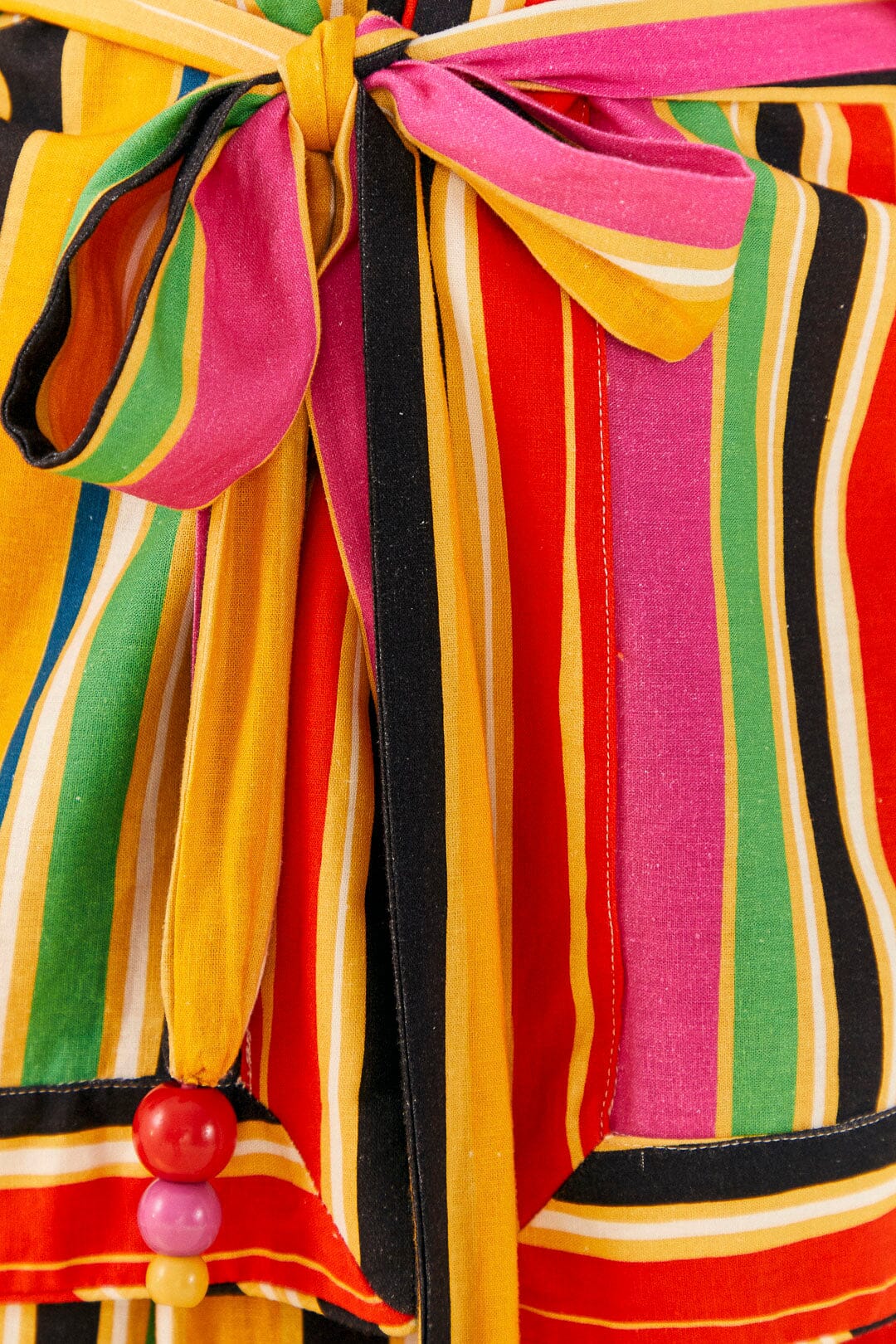 Kimono à rayures Arc-en-ciel en lin - Multicolore
