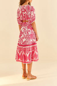 Jupe Tropical Woodcut en coton - Rose