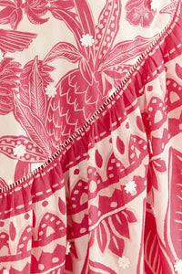 Jupe Tropical Woodcut en coton - Rose