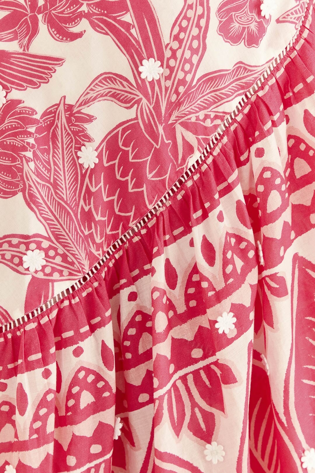 Jupe Tropical Woodcut en coton - Rose