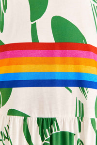 Robe midi Arc-en-ciel toucans en coton - Vert